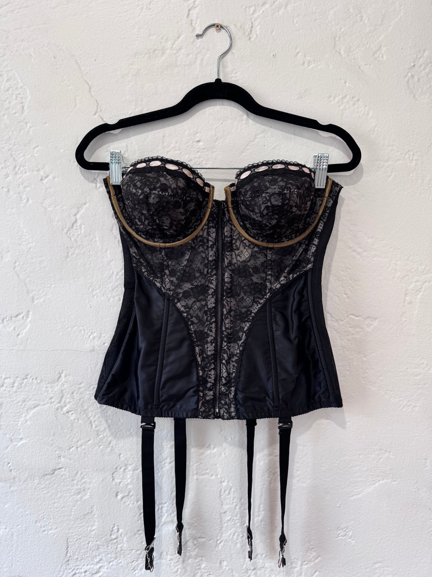 1950s Lady Marlene Black Lace Bustier