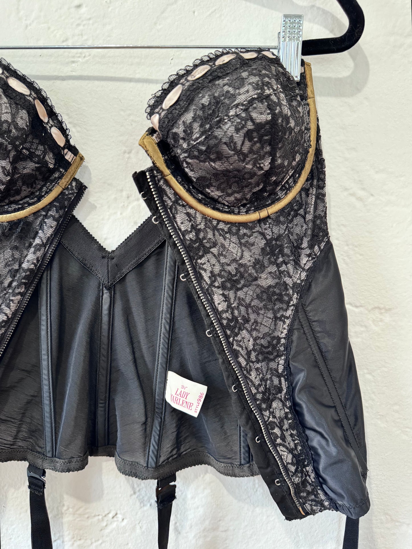 1950s Lady Marlene Black Lace Bustier