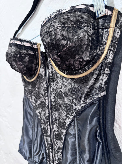 1950s Lady Marlene Black Lace Bustier