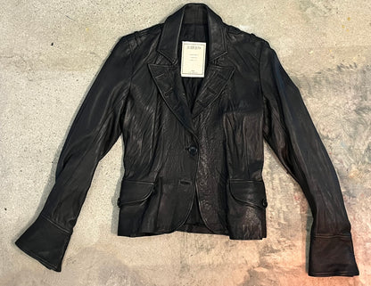 Classic Solid Black Handmade Leather Women's Jacket by Duarte Jeans