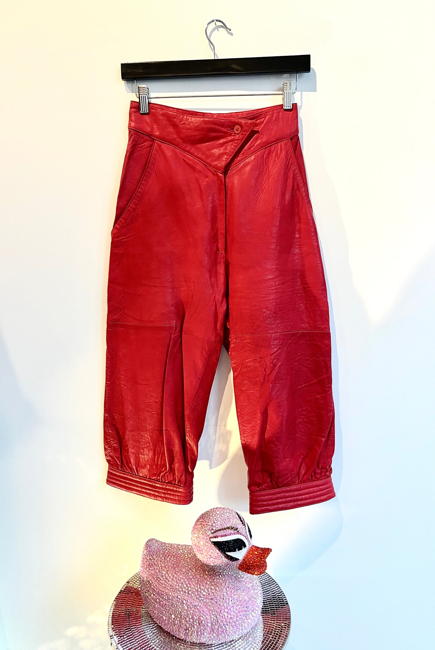 Vintage Red Leather Knickers, 70s, Miami