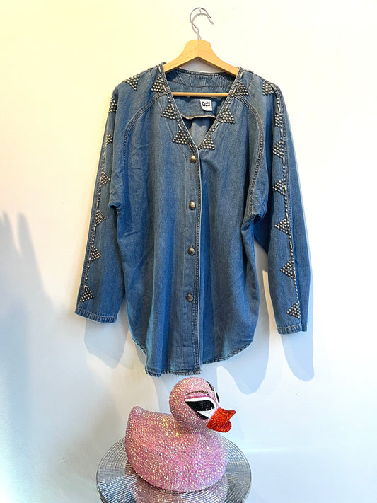 Denim Shirt with Handsewn Rivets