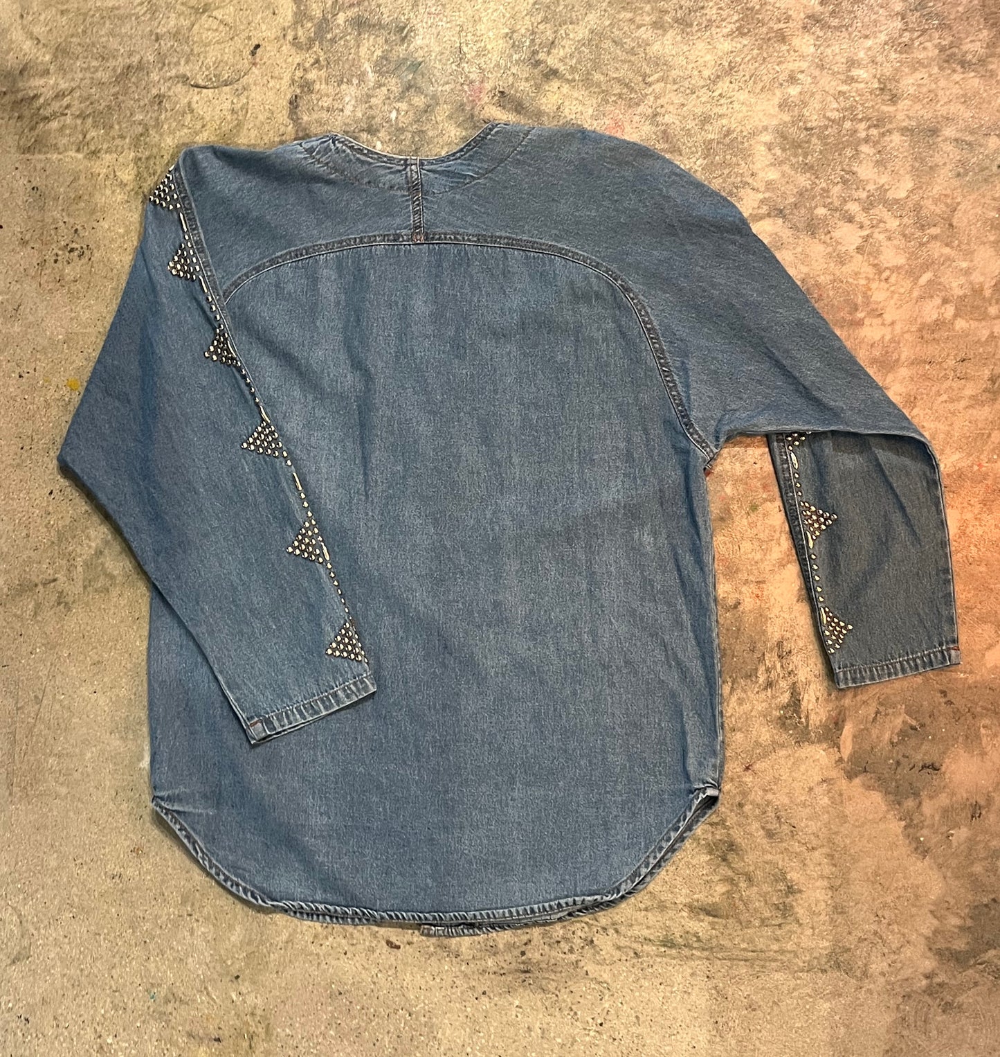 Denim Shirt with Handsewn Rivets